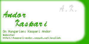 andor kaspari business card